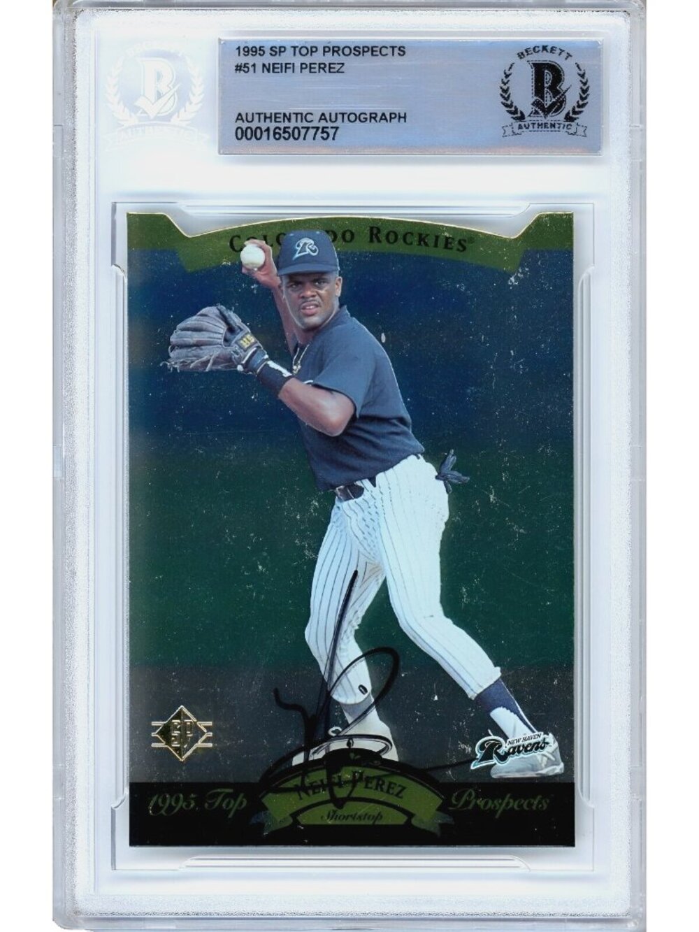 Neifi Perez Signed 1995 SP Top Prospects #101 Rockies Beckett BAS Slab Auto MLB